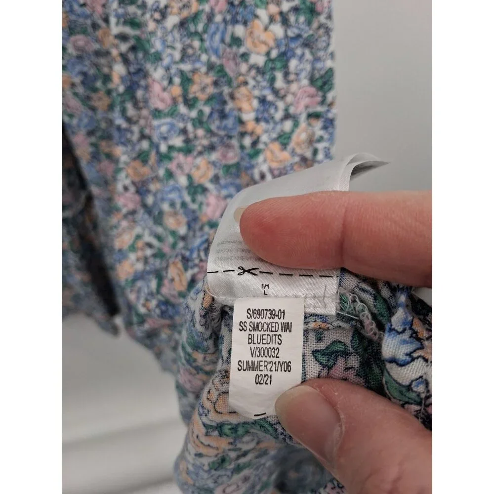 Old Navy Floral Smocked Midi Dress Size Large Milkmaid Peasant Cottagecore Ditzy - Picture 9 of 12